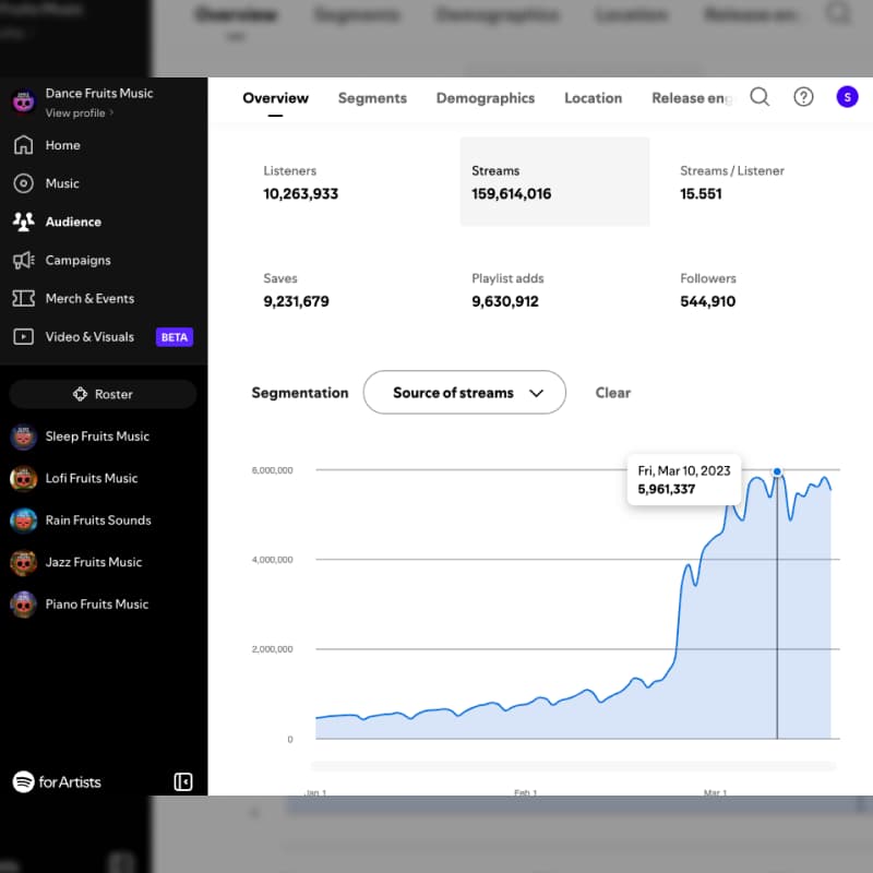 Spotify stats screenshot