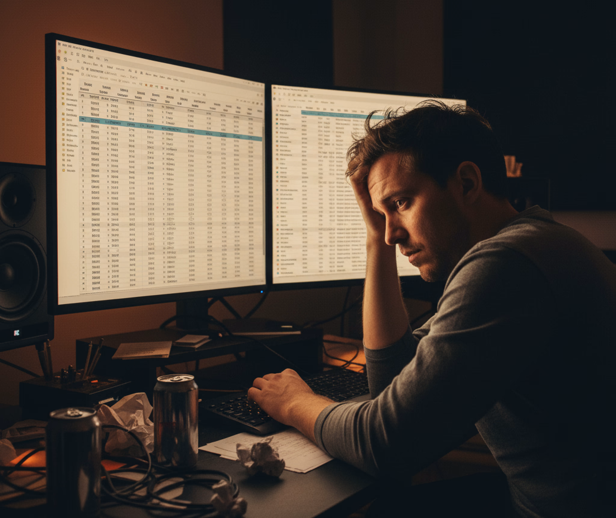 Comparison of a simple ad manager showing clicks vs Soundlink dashboard showing detailed stream and follower attribution